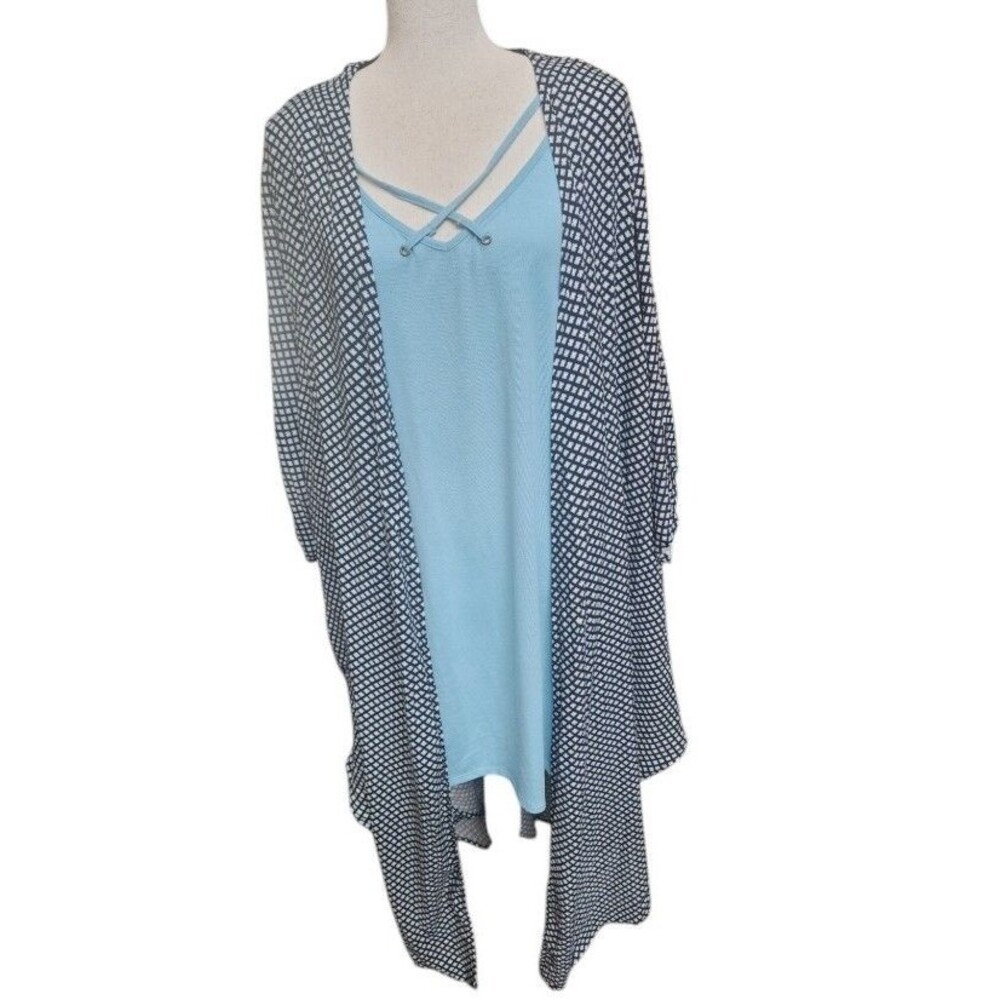 Terra & Sky 2 Piece Kimono Set Size 4X NWT Abstract Boho Hippie